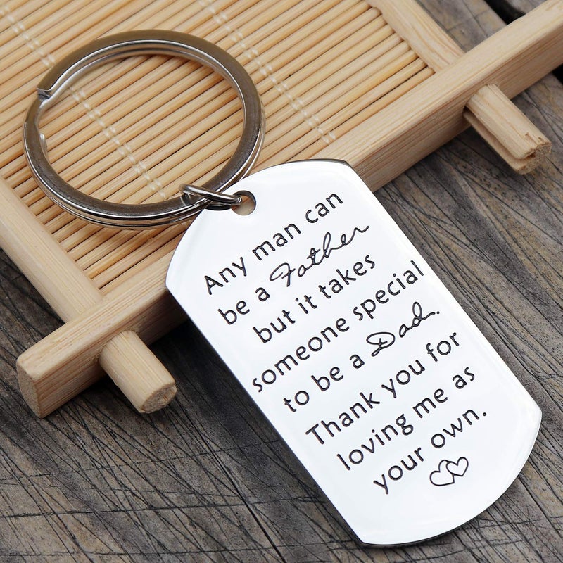 XGAKWD Step Dad Father in Law Keychain Gift, Any Man Can Be a Father Thank You Loving Me as Your Own, Father's Day Daddy Papa Birthday Christmas Keyring - Image 3